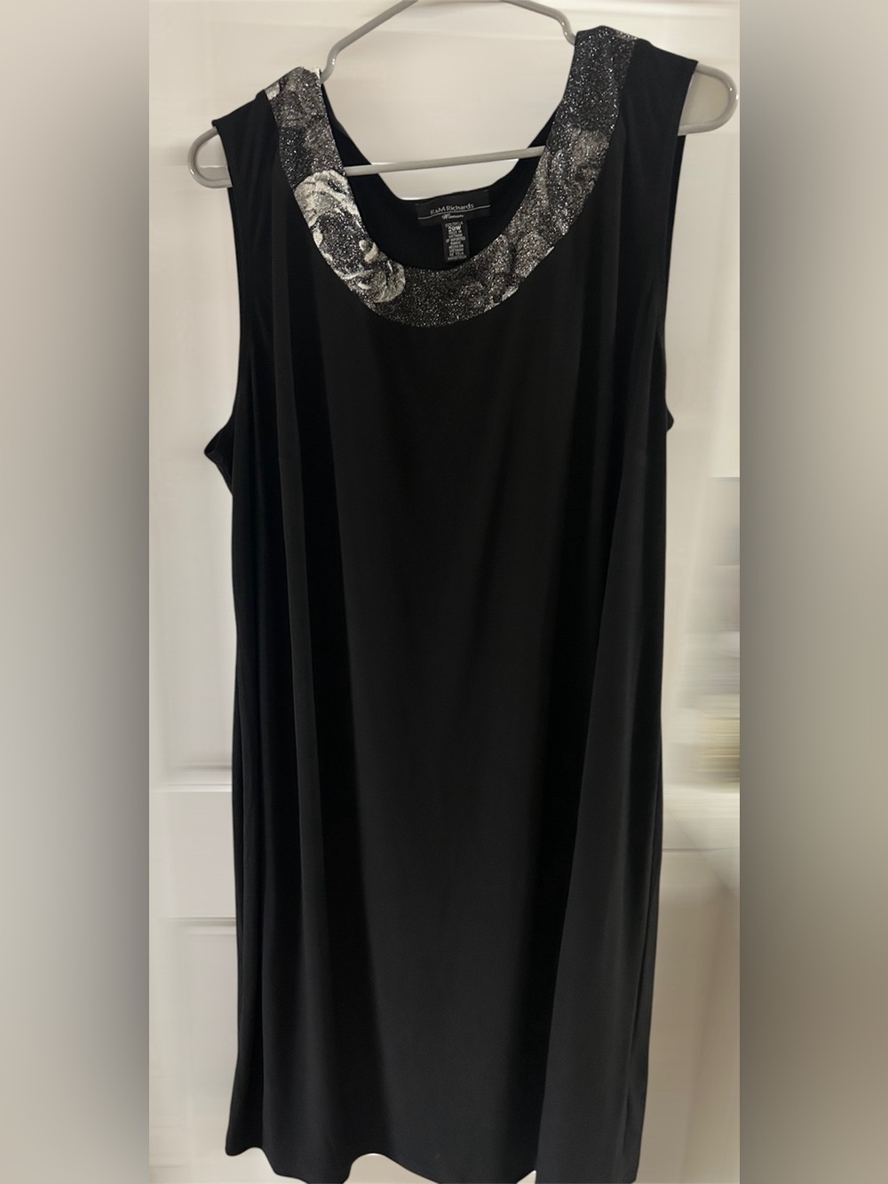 R&M Richards Black Dress with Silver Sparkle Neckline